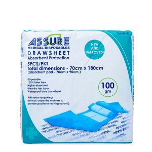 Assure - Absorbent Underpads Draw sheet (70cm x 180cm, 100g, 5 pcs/pkt)
