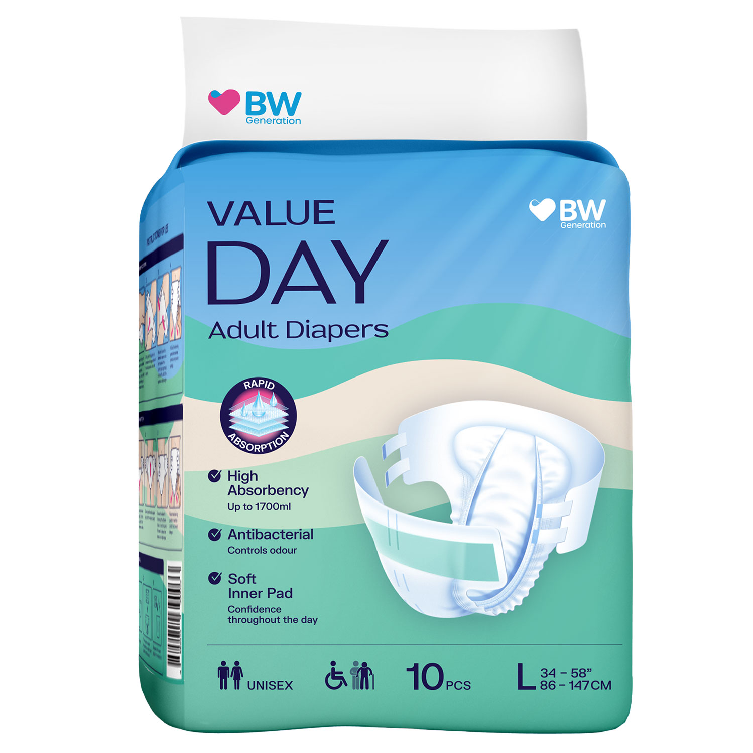Value-Day-new BW Value Day Tape Adult Diapers - M & L