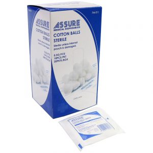 Assure - Cotton Balls, Sterile (0.5 g/piece, 10 pcs/pkt, 20 pkt/box)